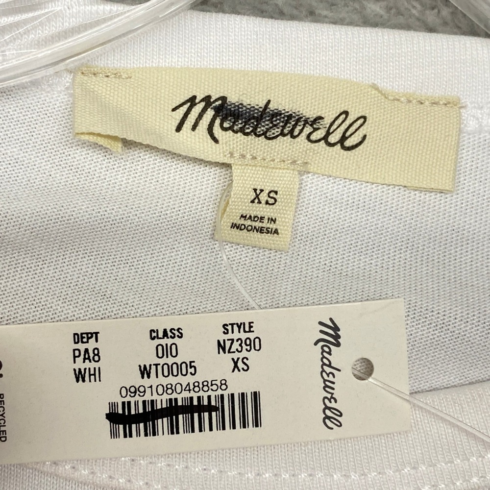 Madewell Top Womens XS White Asymmetric Ruched Tee Allday Jersey Crewneck NZ390 - Picture 6 of 11